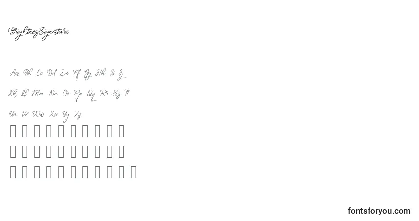 Czcionka BrightnesSignature (122139) – alfabet, cyfry, specjalne znaki