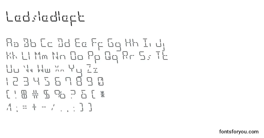Czcionka Ledsledleft – alfabet, cyfry, specjalne znaki