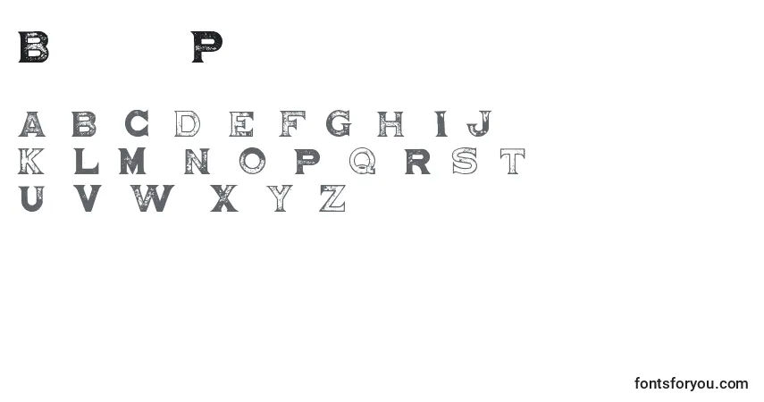 Czcionka Brighton Pier – alfabet, cyfry, specjalne znaki