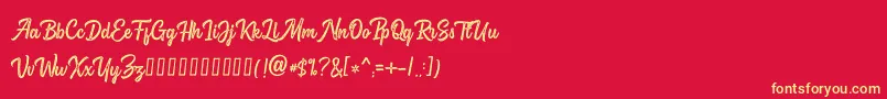 フォントBrightside Rough – 黄色の文字、赤い背景