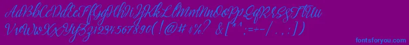 brightside typeface free demo-Schriftart – Blaue Schriften auf violettem Hintergrund