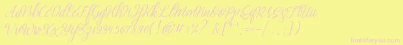 brightside typeface free demo-Schriftart – Rosa Schriften auf gelbem Hintergrund