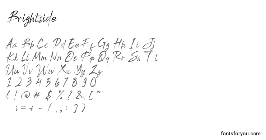 Czcionka Brightside (122147) – alfabet, cyfry, specjalne znaki