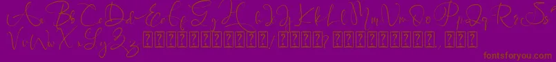 Brigitta-Schriftart – Braune Schriften auf violettem Hintergrund