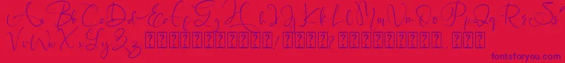 Brigitta-Schriftart – Violette Schriften auf rotem Hintergrund
