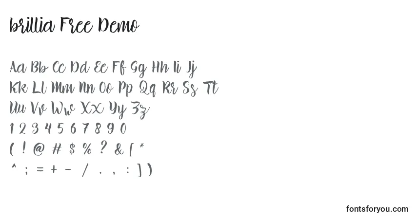 Czcionka Brillia Free Demo (122154) – alfabet, cyfry, specjalne znaki