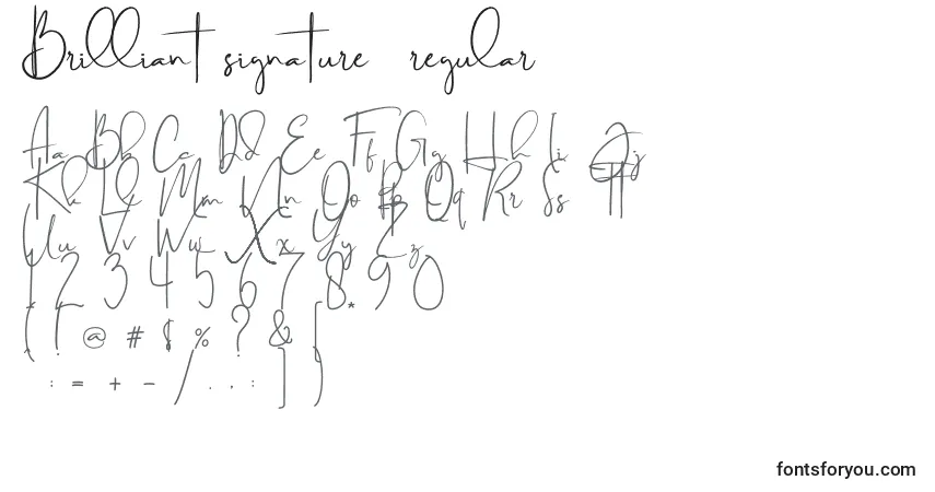 Schriftart Brilliant signature  regular – Alphabet, Zahlen, spezielle Symbole