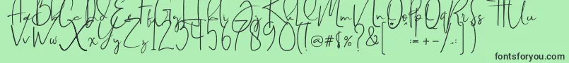 Brilliant signature  regular-fontti – mustat fontit vihreällä taustalla