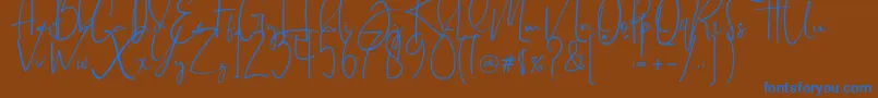 Brilliant signature  regular Font – Blue Fonts on Brown Background