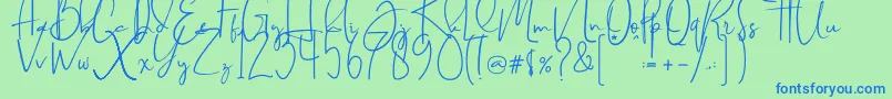 Brilliant signature  regular Font – Blue Fonts on Green Background