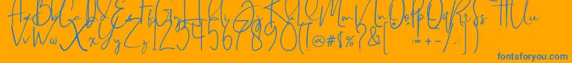 Brilliant signature  regular Font – Blue Fonts on Orange Background