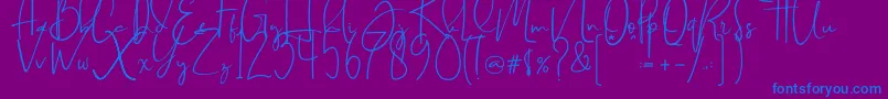 Fonte Brilliant signature  regular – fontes azuis em um fundo violeta