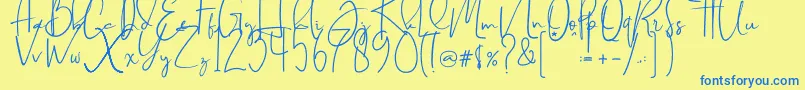 Brilliant signature  regular Font – Blue Fonts on Yellow Background