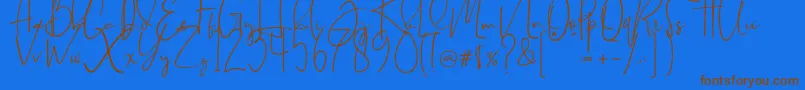 Brilliant signature  regular Font – Brown Fonts on Blue Background