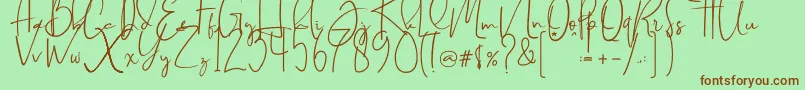 Brilliant signature  regular Font – Brown Fonts on Green Background