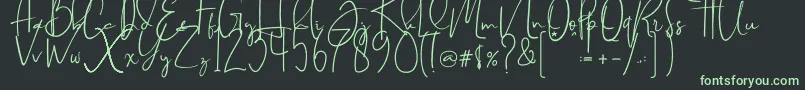 Brilliant signature  regular Font – Green Fonts on Black Background