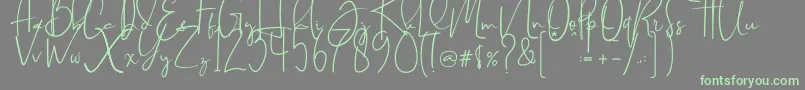 Brilliant signature  regular Font – Green Fonts on Gray Background