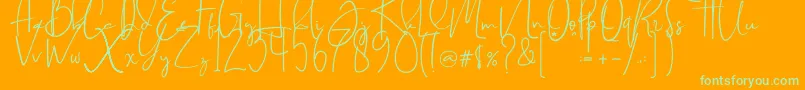 Brilliant signature  regular Font – Green Fonts on Orange Background