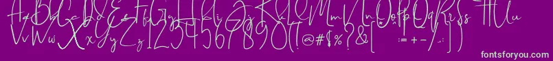 Brilliant signature  regular-Schriftart – Grüne Schriften auf violettem Hintergrund