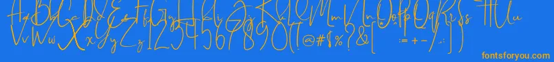 Brilliant signature  regular Font – Orange Fonts on Blue Background
