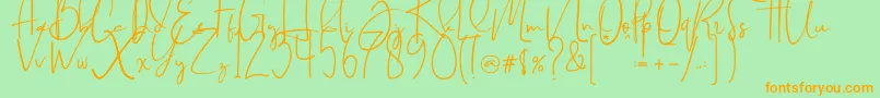 Brilliant signature  regular Font – Orange Fonts on Green Background