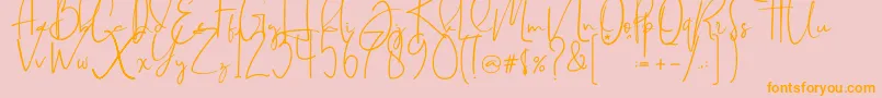 Brilliant signature  regular Font – Orange Fonts on Pink Background