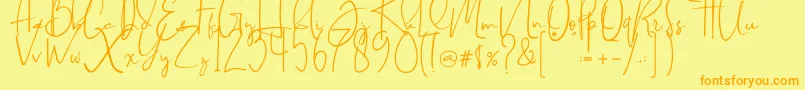 Brilliant signature  regular Font – Orange Fonts on Yellow Background