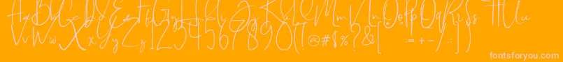 Czcionka Brilliant signature  regular – różowe czcionki na pomarańczowym tle