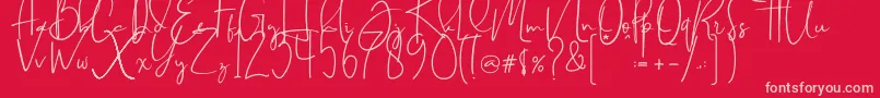 Fonte Brilliant signature  regular – fontes rosa em um fundo vermelho