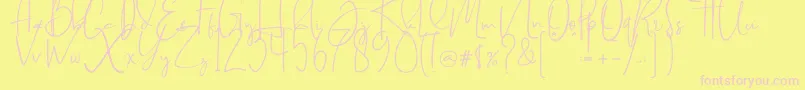 Brilliant signature  regular-Schriftart – Rosa Schriften auf gelbem Hintergrund