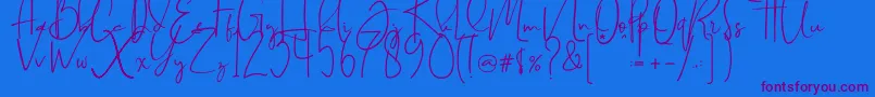Czcionka Brilliant signature  regular – fioletowe czcionki na niebieskim tle