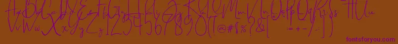 Brilliant signature  regular Font – Purple Fonts on Brown Background