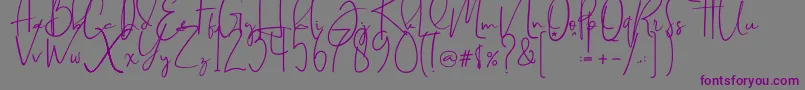 Brilliant signature  regular Font – Purple Fonts on Gray Background