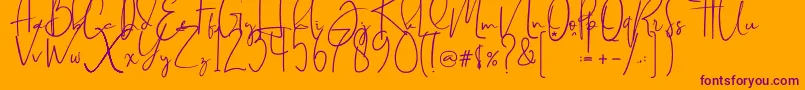 Brilliant signature  regular Font – Purple Fonts on Orange Background