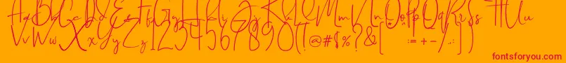 Brilliant signature  regular Font – Red Fonts on Orange Background
