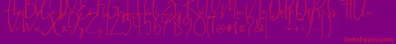 Czcionka Brilliant signature  regular – czerwone czcionki na fioletowym tle