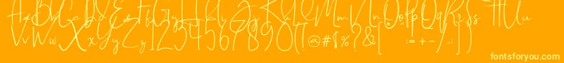 Lisätietoja Brilliant signature regular-fontista Brilliant signature regular-fontti – keltaiset fontit oranssilla taustalla