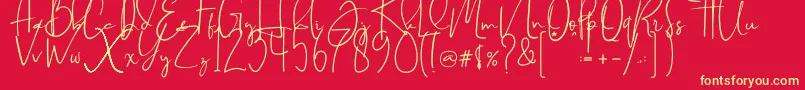 Brilliant signature  regular Font – Yellow Fonts on Red Background