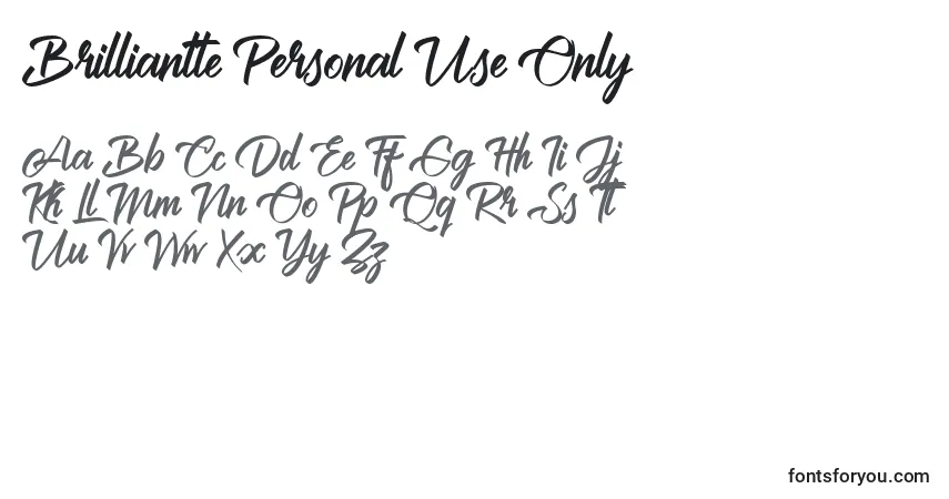Schriftart Brilliantte Personal Use Only – Alphabet, Zahlen, spezielle Symbole