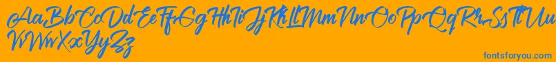 Brilliantte Personal Use Only-Schriftart – Blaue Schriften auf orangefarbenem Hintergrund