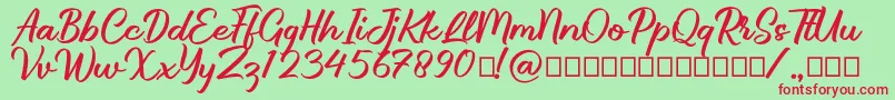 Brillotus-Schriftart – Rote Schriften auf grünem Hintergrund