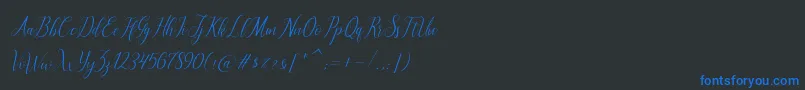 フォントbrillyo  reguler – 黒い背景に青い文字