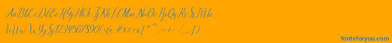 フォントbrillyo  reguler – オレンジの背景に青い文字