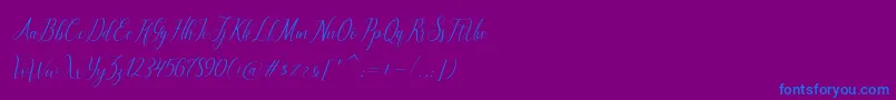 フォントbrillyo  reguler – 紫色の背景に青い文字