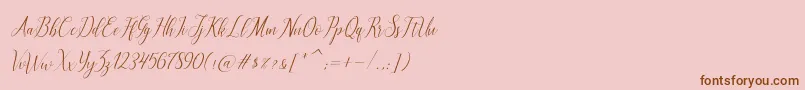 Czcionka brillyo  reguler – brązowe czcionki na różowym tle
