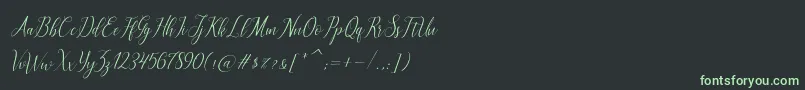 フォントbrillyo  reguler – 黒い背景に緑の文字