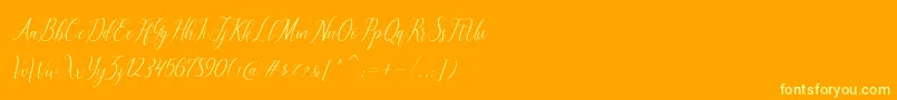 brillyo  reguler-fontti – keltaiset fontit oranssilla taustalla