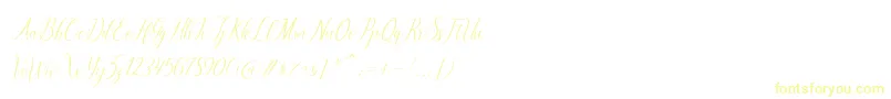 フォントbrillyo  reguler – 白い背景に黄色の文字