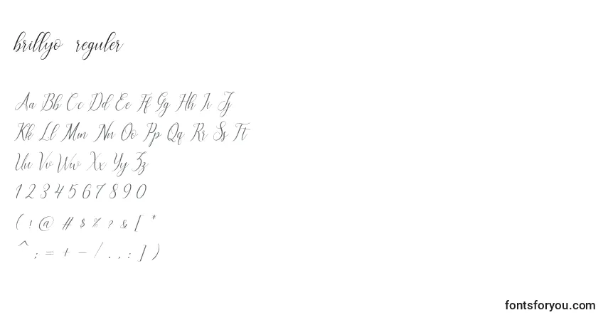 Schriftart Brillyo  reguler (122160) – Alphabet, Zahlen, spezielle Symbole