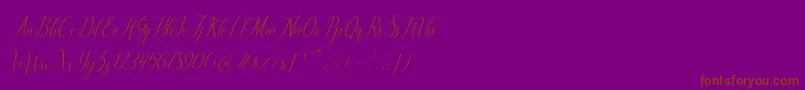 brillyo Slant-Schriftart – Braune Schriften auf violettem Hintergrund